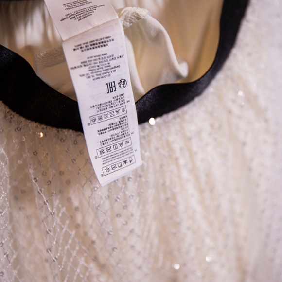 NEW Maje Jiris Sequin Embellished Tulle Mesh Pull On Midi Skirt In White Black - Picture 3 of 4